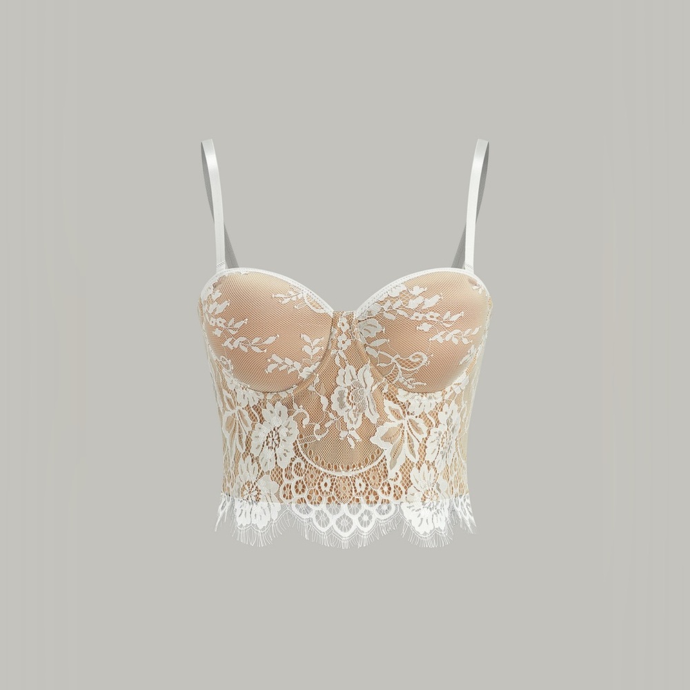 Elegant Lace Bustier in Cream and White M mc3